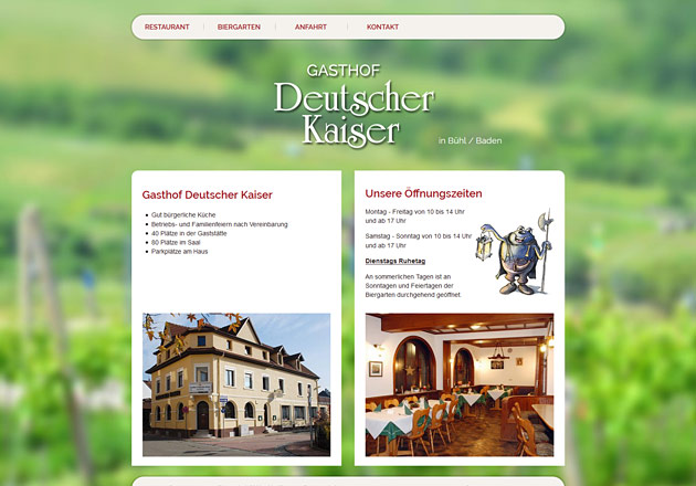 Gasthof Deutscher Kaiser - individuell gestaltete Gastronomiehomepage mit CMS