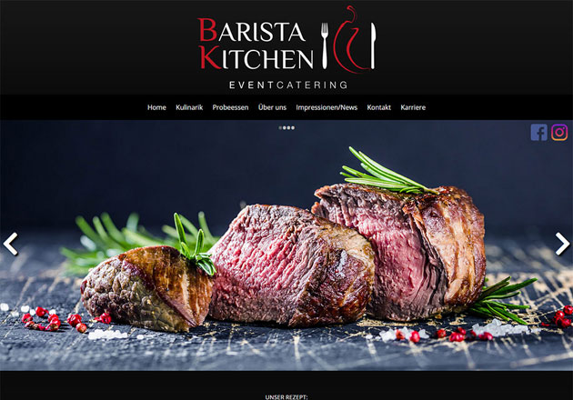 Barista Kitchen - individuell gestaltete Gastronomiehomepage mit CMS Contao