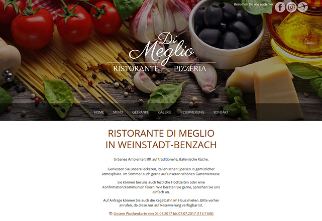 Ristorante Di Meglio Weinstadt - individuell gestaltete Gastronomiehomepage mit Contao CMS